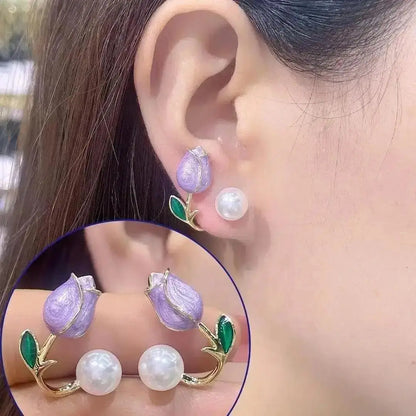 Korean Vintage Pearl Crystal Earrings For Women Jewelry