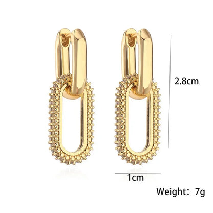Retro Double Loop Design Drop Earrings Gold Silver Color