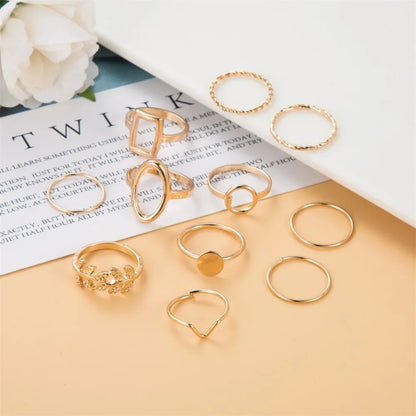 New Fashion Creative Geometric Leaf Wave Hollow Ring