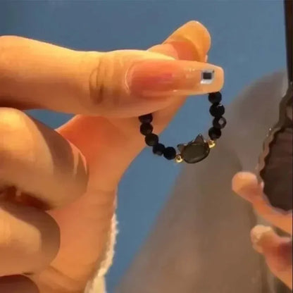 Natural Moonstone Obsidian Rings Beads Minimalist Fidget