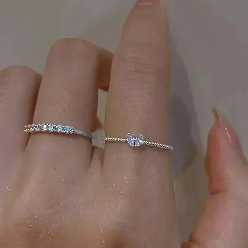 Luxury Zircon Heart Rings for Women Opening Adjustable Weave