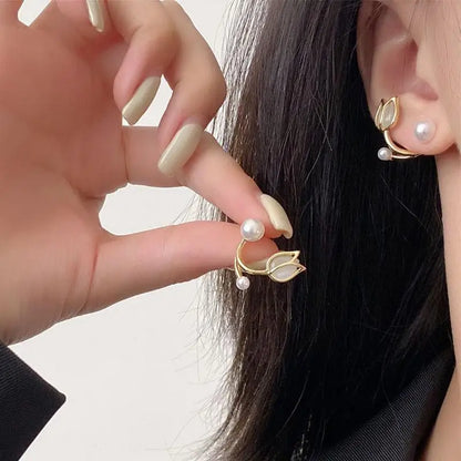 Korean Vintage Pearl Crystal Earrings For Women Jewelry