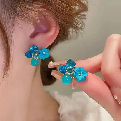 Korean Vintage Pearl Crystal Earrings For Women Jewelry