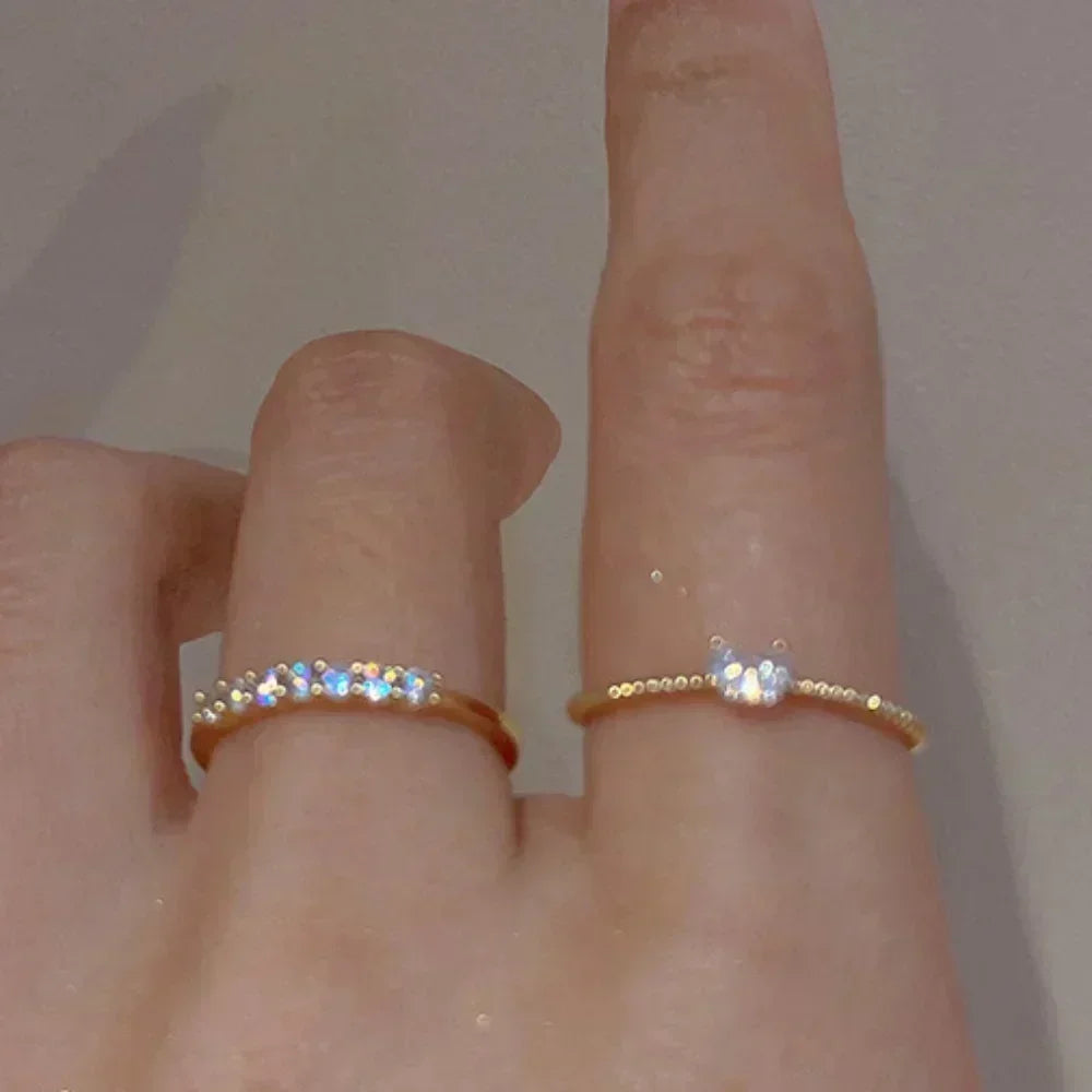 Luxury Zircon Heart Rings for Women Opening Adjustable Weave